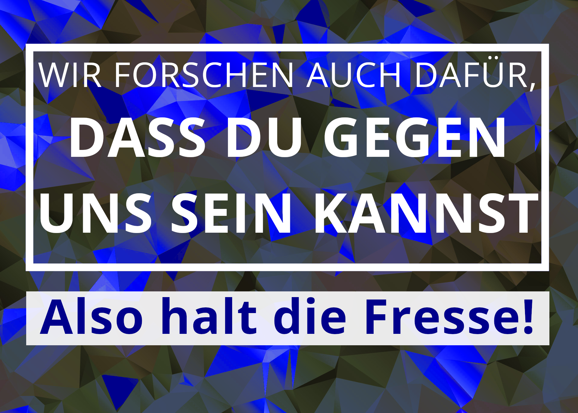 Bild im Bundeswehr cooperate design: Wir forschen auch damit ihr gegen uns sein könnt. Also halt die Fresse!